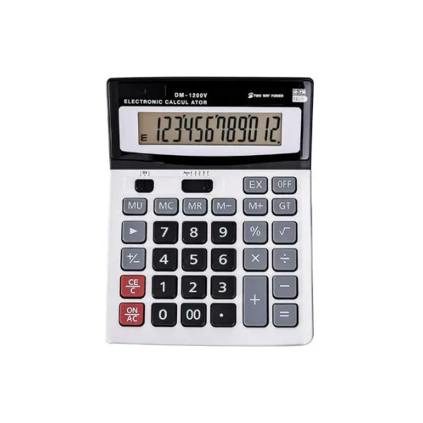 Calculatrice Electronique de Bureau 12 chiffres avec double alimentation Panneau Metallique