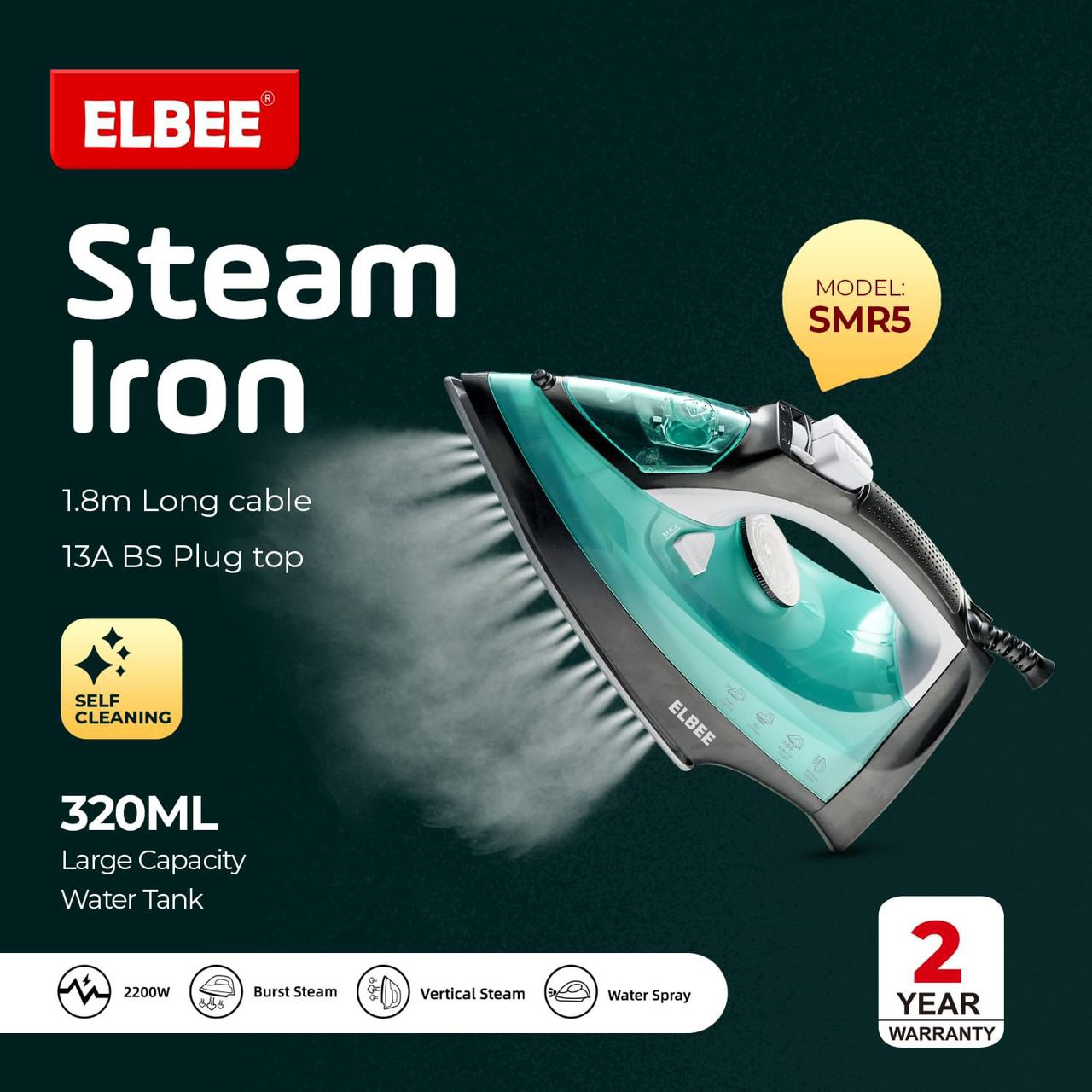 Fer a repasser a Vapeur Electrique ELBEE SMR 5