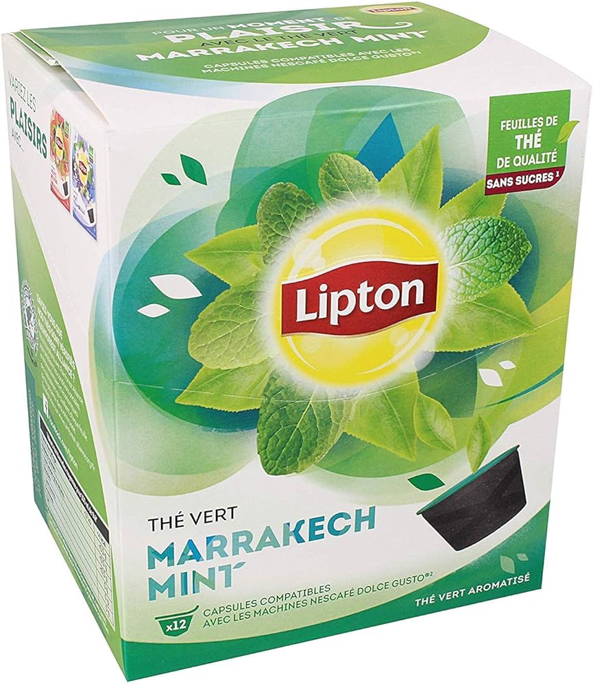 Paquet de 12 capsules Lipton The vert Marrakech Mint compatible Dolce Gusto