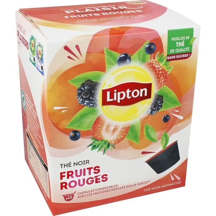 lipton the noir fruits rouges lot de 4 x 12 caps